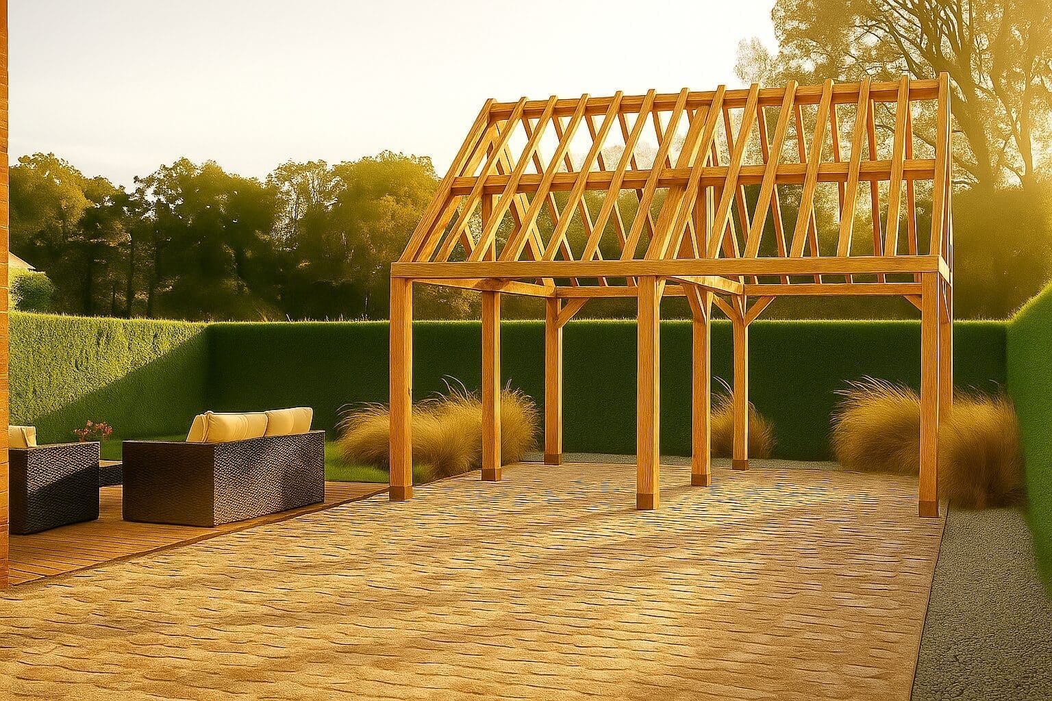 Eiken bijgebouw Genk | Traditionele massieve houtbouw - 6m x 5m 1 eiken bijgebouw genk