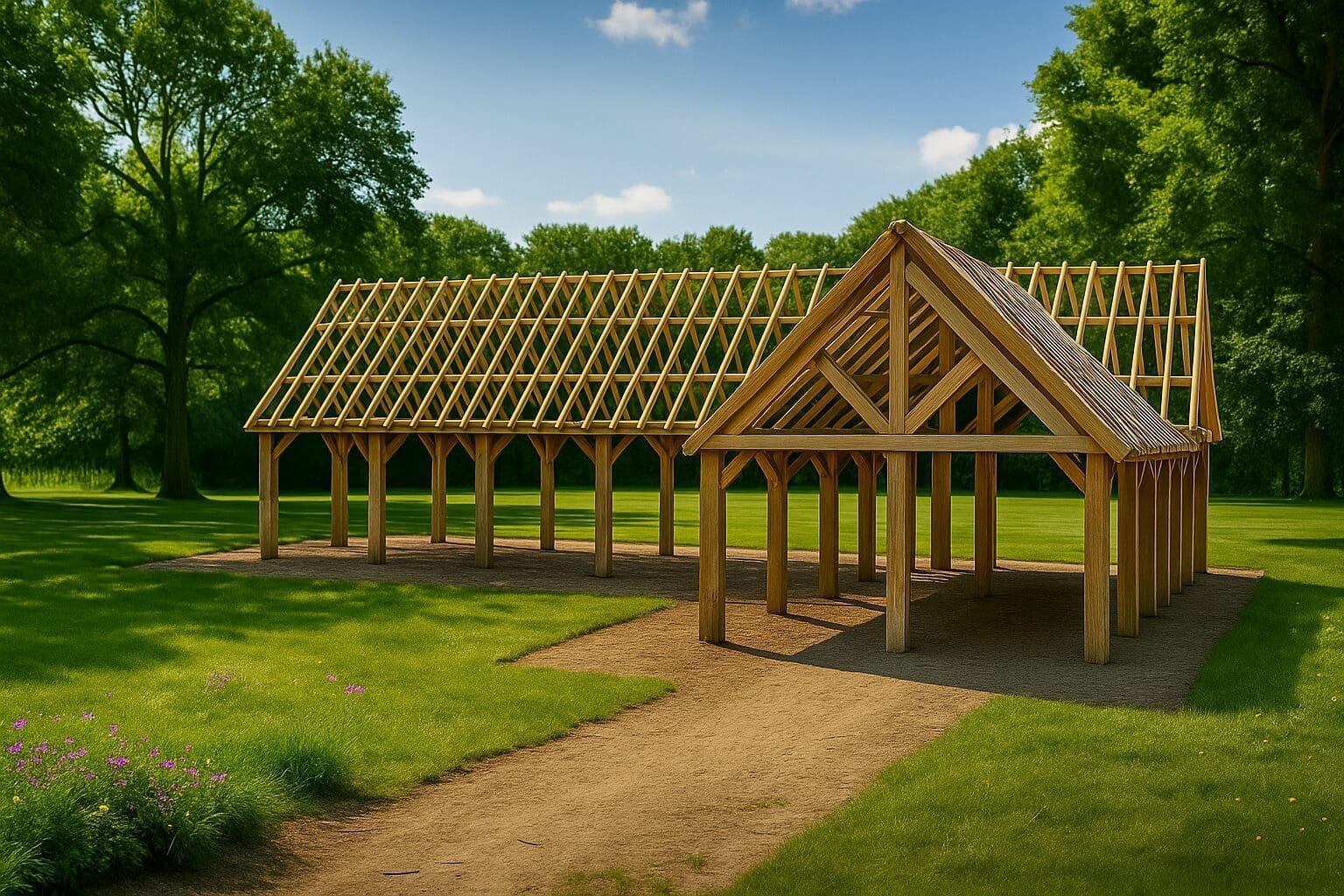 Eiken bijgebouw Lokeren - Groots en L-vormig - 14 x 13m 1 eiken bijgebouw lokeren