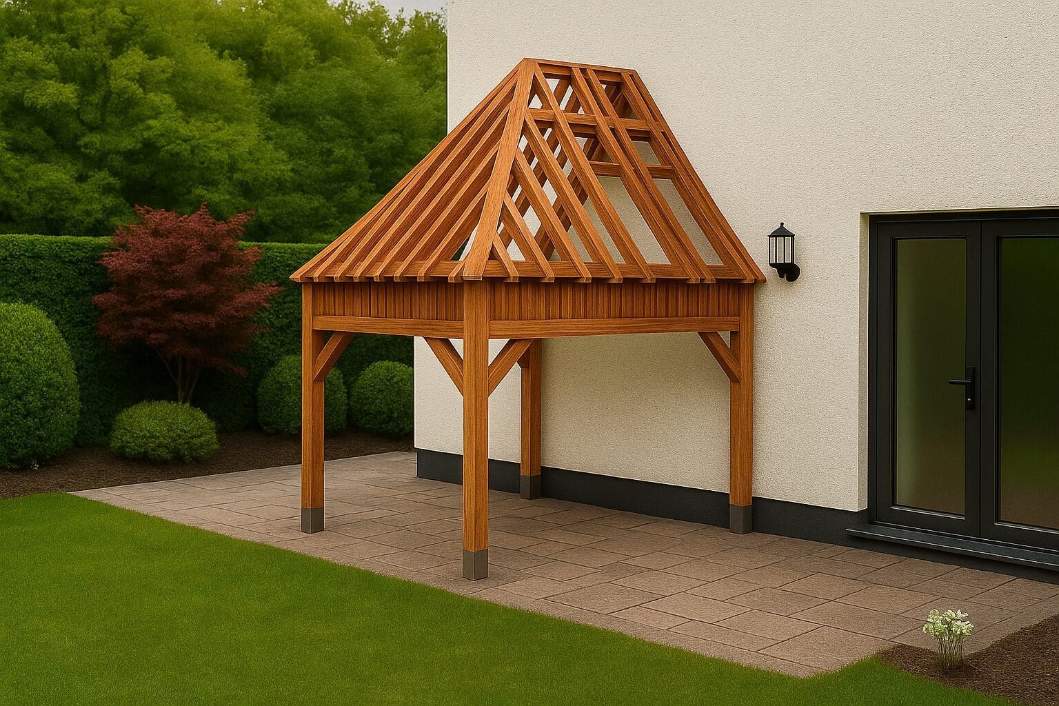 Douglas bijgebouw Geraardsbergen – Compact vakwerk met warme uitstraling - 4,5 x 4m 1 douglas bijgebouw geraardsbergen