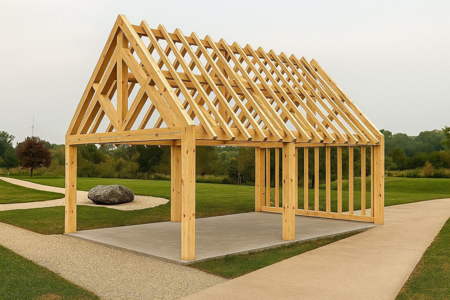 Dennen bijgebouw Kortrijk – Krachtige uitstraling in natuurlijke houtkleur - 8,5m x 5,5m 1 dennen bijgebouw kortrijk