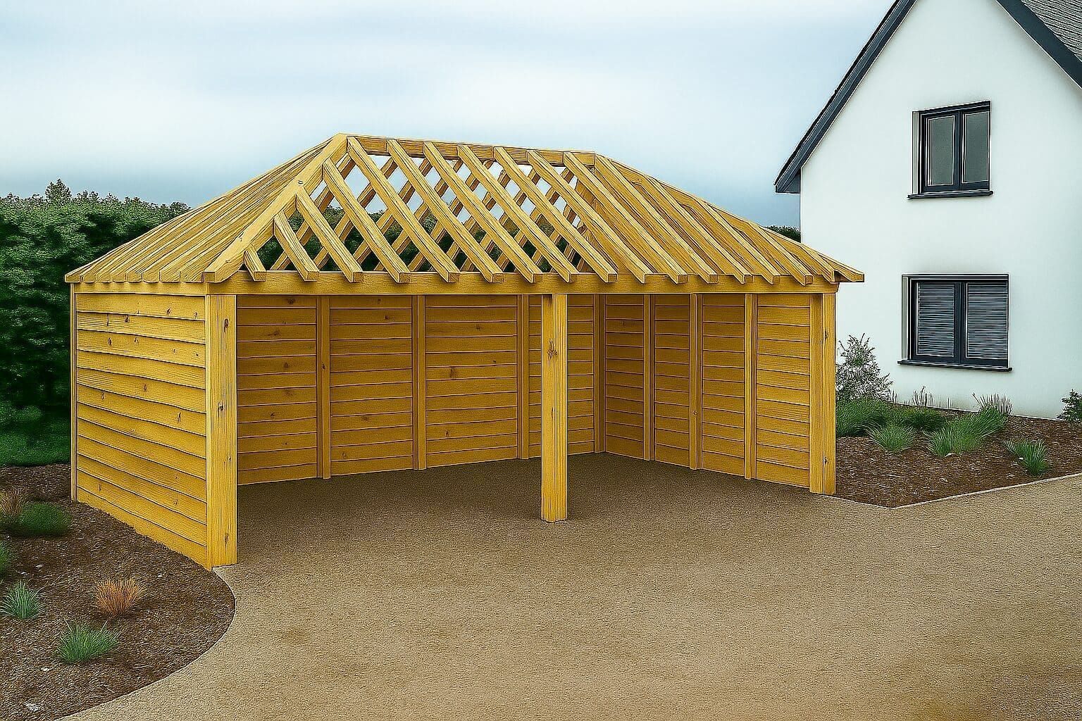 Dennen bijgebouw Nieuwpoort - Budgetvriendelijke natuurlijke overkapping - 8 x 4m 1 Dennen bijgebouw nieuwpoort