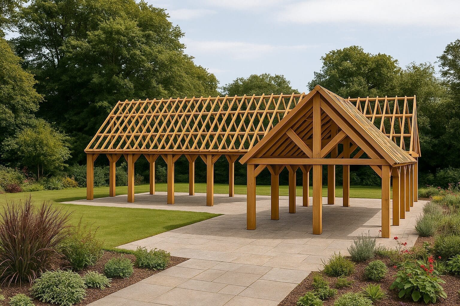 Douglas bijgebouw Lokeren - L-vormig luxueus buitenpaviljoen - 14 x 13m 1 douglas bijgebouw lokeren