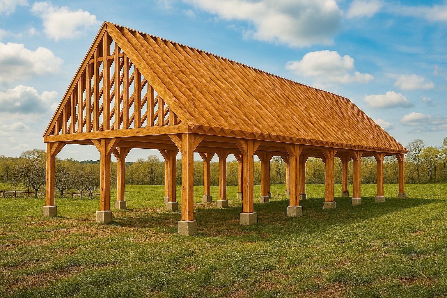 Douglas bijgebouw Geel – Monumentaal vakwerk in warme houtsoort - 16 x 6m 1 douglas bijgebouw geel